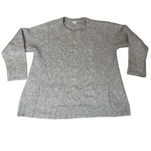 Pure Jill Women's Gray Cable Knit Sweater Tunic Relaxed Fit Size 1X Pockets Cozy